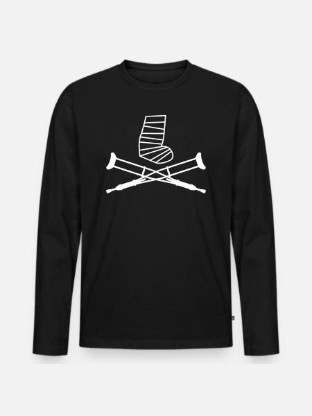Camisa de pie de pierna rota de muletas - Camiseta ecológica prémium de manga larga para hombre - negro