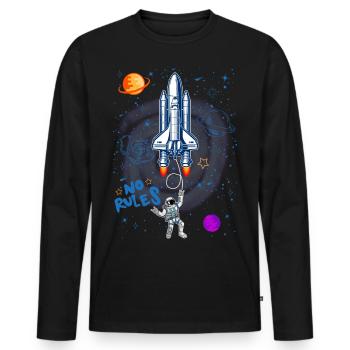 Lustiger Astronaut Spaceman Raumschiff Geschenk - Männer Premium Bio Langarmshirt - Schwarz - Vorne - Nico (187cm)