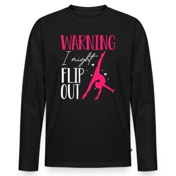 T-shirt d'avertissement Je pourrais retourner la gymnastique - T-shirt manches longues Premium bio Homme - noir - Devant - Nico (187cm)