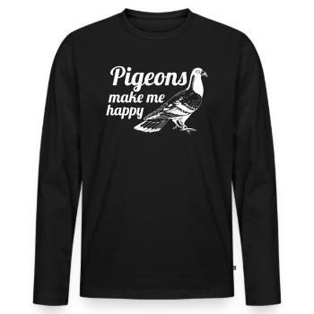 Pigeons Make Me Happy pigeons t-shirt - Men's Premium Organic Long Sleeve Shirt - black - Front - Nico (187cm)