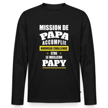 FUTUR PAPY - T-shirt manches longues Premium bio Homme - noir - Devant - Nico (187cm)