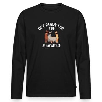 Préparez-vous à l'apocalypse de l'alpacalypse - T-shirt manches longues Premium bio Homme - noir - Devant - Nico (187cm)
