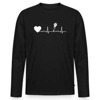 Heartbeat Heart Line Heart Rate Karaoke Shirt - Men's Premium Organic Long Sleeve Shirt - black - Front - Nico (187cm)