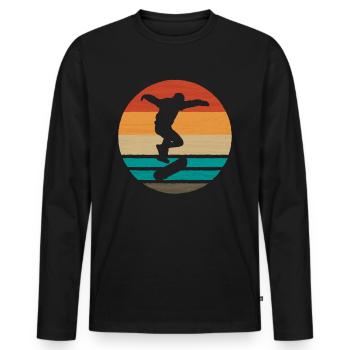 Skate Skate Vintage Skate Cadeau Skateboard - T-shirt manches longues Premium bio Homme - noir - Devant - Nico (187cm)