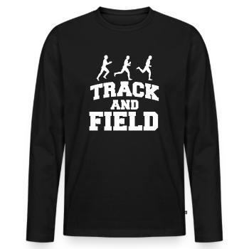 Track and Field coureurs de courses de marathon - T-shirt manches longues Premium bio Homme - noir - Devant - Nico (187cm)
