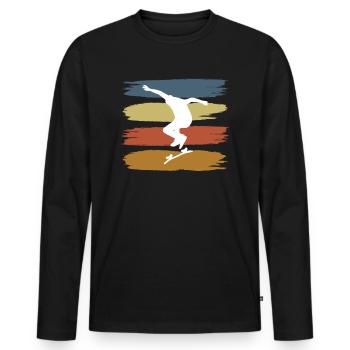 Skate Skate Vintage Skate Cadeau Skateboard - T-shirt manches longues Premium bio Homme - noir - Devant - Nico (187cm)