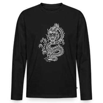 Japanese Dragon T-Shirt Gift Dragon - Men's Premium Organic Long Sleeve Shirt - black - Front - Nico (187cm)