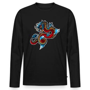 Japanese Dragon T-Shirt Gift Dragon - Men's Premium Organic Long Sleeve Shirt - black - Front - Nico (187cm)