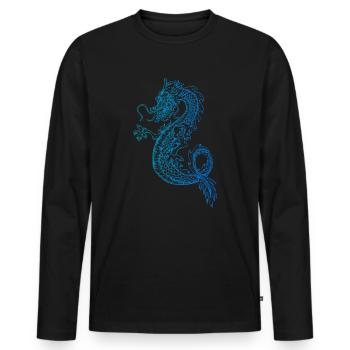 Japanese Dragon T-Shirt Gift Dragon - Men's Premium Organic Long Sleeve Shirt - black - Front - Nico (187cm)