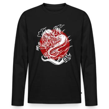 Japanese Dragon T-Shirt Gift Dragon - Men's Premium Organic Long Sleeve Shirt - black - Front - Nico (187cm)