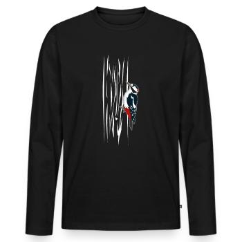 Pivert Sur le T-shirt de l’arbre Cadeau - T-shirt manches longues Premium bio Homme - noir - Devant - Nico (187cm)