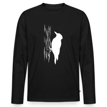 Woodpecker On Tree T-Shirt Gift - Men's Premium Organic Long Sleeve Shirt - black - Front - Nico (187cm)
