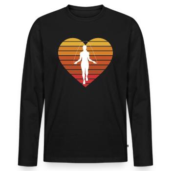 Vintage Retro Seilspringen T-Shirt Geschenk Herz - Männer Premium Bio Langarmshirt - Schwarz - Vorne - Nico (187cm)
