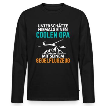 Segelflieger Opa Spruch Segelflugzeug Rente - Männer Premium Bio Langarmshirt - Schwarz - Vorne - Nico (187cm)
