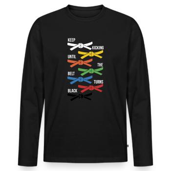 Keep Training Until The Belt Turns Black - T-shirt manches longues Premium bio Homme - noir - Devant - Nico (187cm)