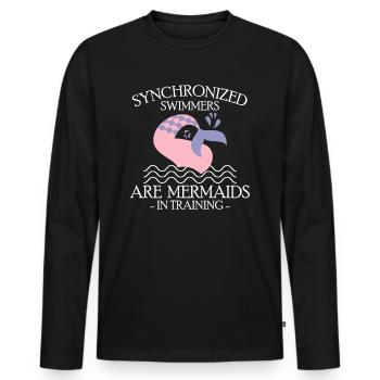 Synchronized Swimmers Are Mermaids - T-shirt manches longues Premium bio Homme - noir - Devant - Nico (187cm)