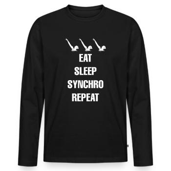 Eat Sleep Synchro Repeat T-Shirt - Men's Premium Organic Long Sleeve Shirt - black - Front - Nico (187cm)