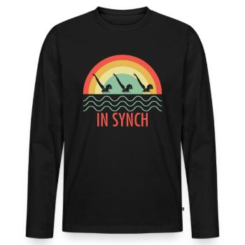 Rétro nageur rétro vintage cadeau - T-shirt manches longues Premium bio Homme - noir - Devant - Nico (187cm)