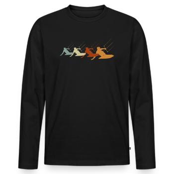Vintage Retro Kite Kitesurfing Shirt - Männer Premium Bio Langarmshirt - Schwarz - Vorne - Nico (187cm)