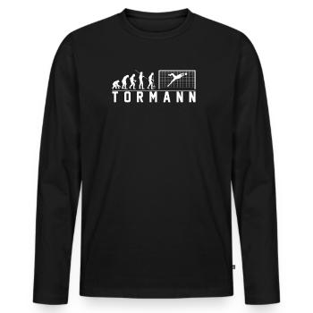 Tormann Evolution T-Shirt Geschenk Fußballer - Männer Premium Bio Langarmshirt - Schwarz - Vorne - Nico (187cm)