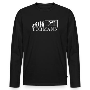 Tormann Evolution T-Shirt Geschenk Fußballer - Männer Premium Bio Langarmshirt - Schwarz - Vorne - Nico (187cm)
