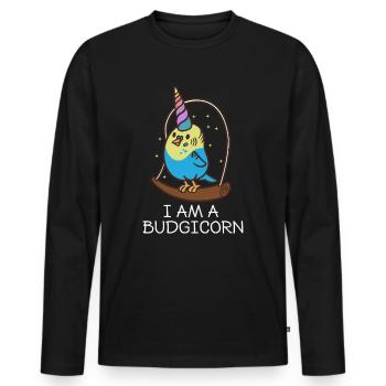 Je suis une perruche licorne perruche - T-shirt manches longues Premium bio Homme - noir - Devant - Nico (187cm)