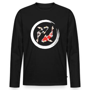 Koi étang de pêche propriétaire cadeau T-shirt - T-shirt manches longues Premium bio Homme - noir - Devant - Nico (187cm)