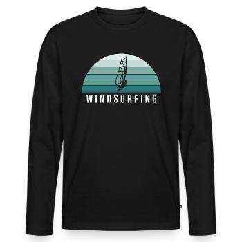 Vintage Retro Windsurfer Geschenk - Männer Premium Bio Langarmshirt - Schwarz - Vorne - Nico (187cm)