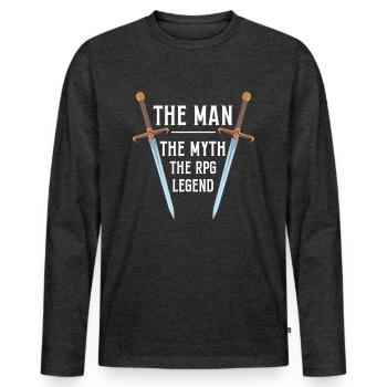 The Man The Myth The RPG Legend - T-shirt manches longues Premium bio Homme - anthracite chiné - Devant - Nico (187cm)