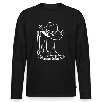 Cow-boy bottes cadeau de chemise - T-shirt manches longues Premium bio Homme - noir - Devant - Nico (187cm)