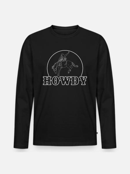 Howdy Cowboy Farmer Geschenk - Männer Premium Bio Langarmshirt - Schwarz