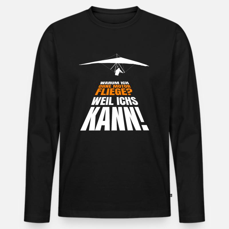 Deltasegler Spruch Drachenflieger Hängegleiter - Männer Premium Bio Langarmshirt - Schwarz