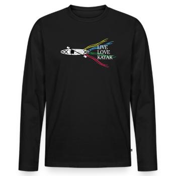 Live Love Kayak T-shirt Canoë - T-shirt manches longues Premium bio Homme - noir - Devant - Nico (187cm)