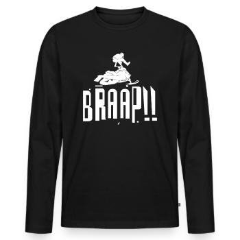 BRAAAP Motoneige Motoneige T-shirt - T-shirt manches longues Premium bio Homme - noir - Devant - Nico (187cm)
