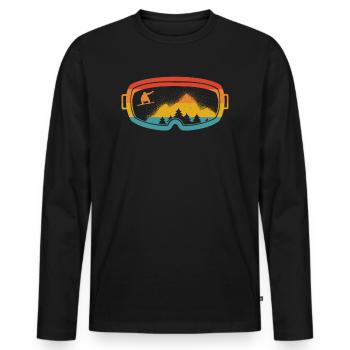 Ski-Brille Snowboarder Vintage Geschenk Berge - Männer Premium Bio Langarmshirt - Schwarz - Vorne - Nico (187cm)