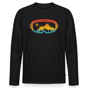 Vintage Retro Skifahrer Geschenk Skibrille Berg - Männer Premium Bio Langarmshirt - Schwarz - Vorne - Nico (187cm)