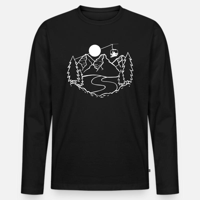 Winterlandschaft Snowboarder Skilift Geschenk - Männer Premium Bio Langarmshirt - Schwarz