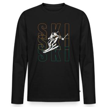 Skieur cadeau - T-shirt manches longues Premium bio Homme - noir - Devant - Nico (187cm)