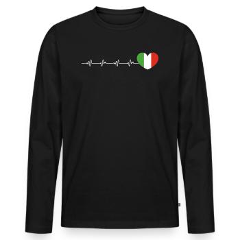Herzschlag Herzlinie Fréquence cardiaque Italie Drapeau - T-shirt manches longues Premium bio Homme - noir - Devant - Nico (187cm)