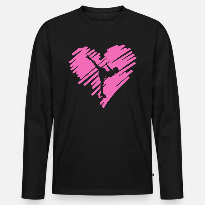 Herz Eiskunstlauf Geschenk - Männer Premium Bio Langarmshirt - Schwarz