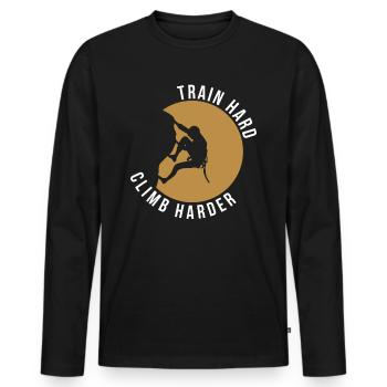 Train Hard Climb Geschenk Grimpeur - T-shirt manches longues Premium bio Homme - noir - Devant - Nico (187cm)