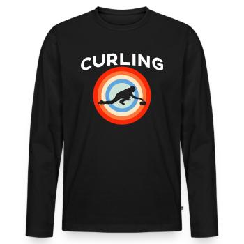 Curling cadeau - T-shirt manches longues Premium bio Homme - noir - Devant - Nico (187cm)