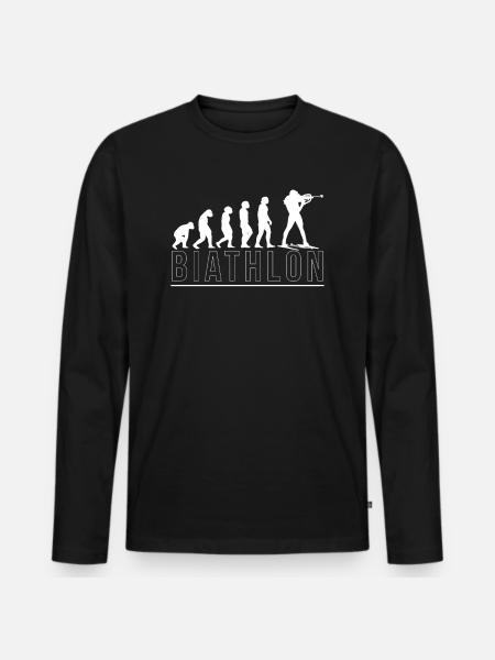 Evolution Biathlon Geschenk Langläufer - Männer Premium Bio Langarmshirt - Schwarz