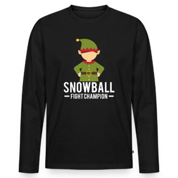 Onze Lutins de Noël bataille de boules de neige - T-shirt manches longues Premium bio Homme - noir - Devant - Nico (187cm)