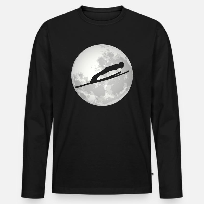 Skispringer Mond Geschenk - Männer Premium Bio Langarmshirt - Schwarz
