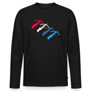 Vintage Retro Crossbow Shooter Gift - Men's Premium Organic Long Sleeve Shirt - black - Front - Nico (187cm)