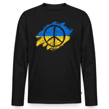 Ukraine Frieden Peace Flagge - Männer Premium Bio Langarmshirt - Schwarz - Vorne - Nico (187cm)