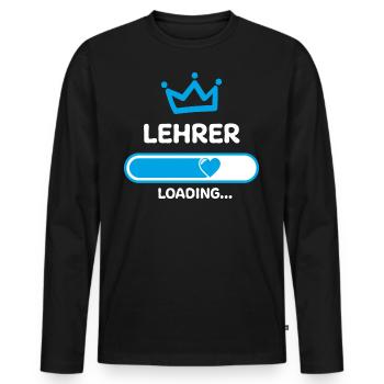 Lehrer Lehramt Krone - Männer Premium Bio Langarmshirt - Schwarz - Vorne - Nico (187cm)