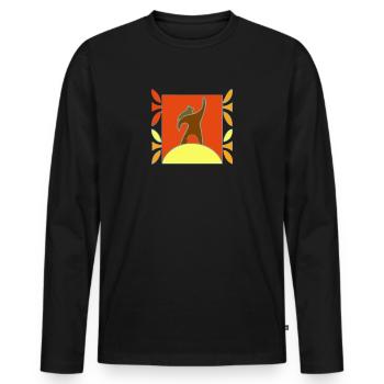 glücklicher Sonnenkämpfer bei Aufgang - Männer Premium Bio Langarmshirt - Schwarz - Vorne - Nico (187cm)