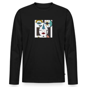 envious abstract face, colorful - Men's Premium Organic Long Sleeve Shirt - black - Front - Nico (187cm)
